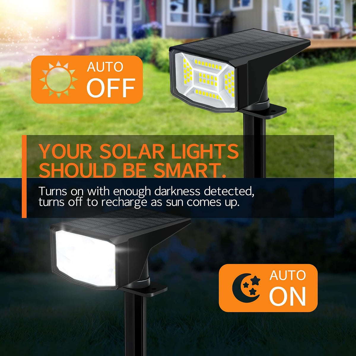 Otdair Solar Spot Lights Outdoor, IP65 50 LED Solar Spotlights Outdoor Waterproof, Solar Landscape Lights, 3 Modes Solar Outdoor Lights for Yard Driveway Porch Walkway, 4 Pack
