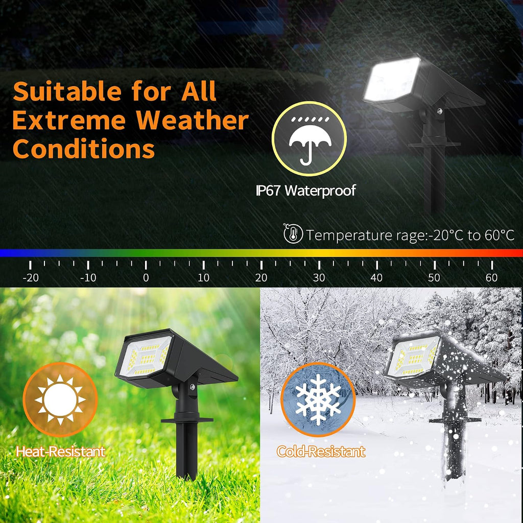 Otdair Solar Spot Lights Outdoor, IP65 50 LED Solar Spotlights Outdoor Waterproof, Solar Landscape Lights, 3 Modes Solar Outdoor Lights for Yard Driveway Porch Walkway, 4 Pack