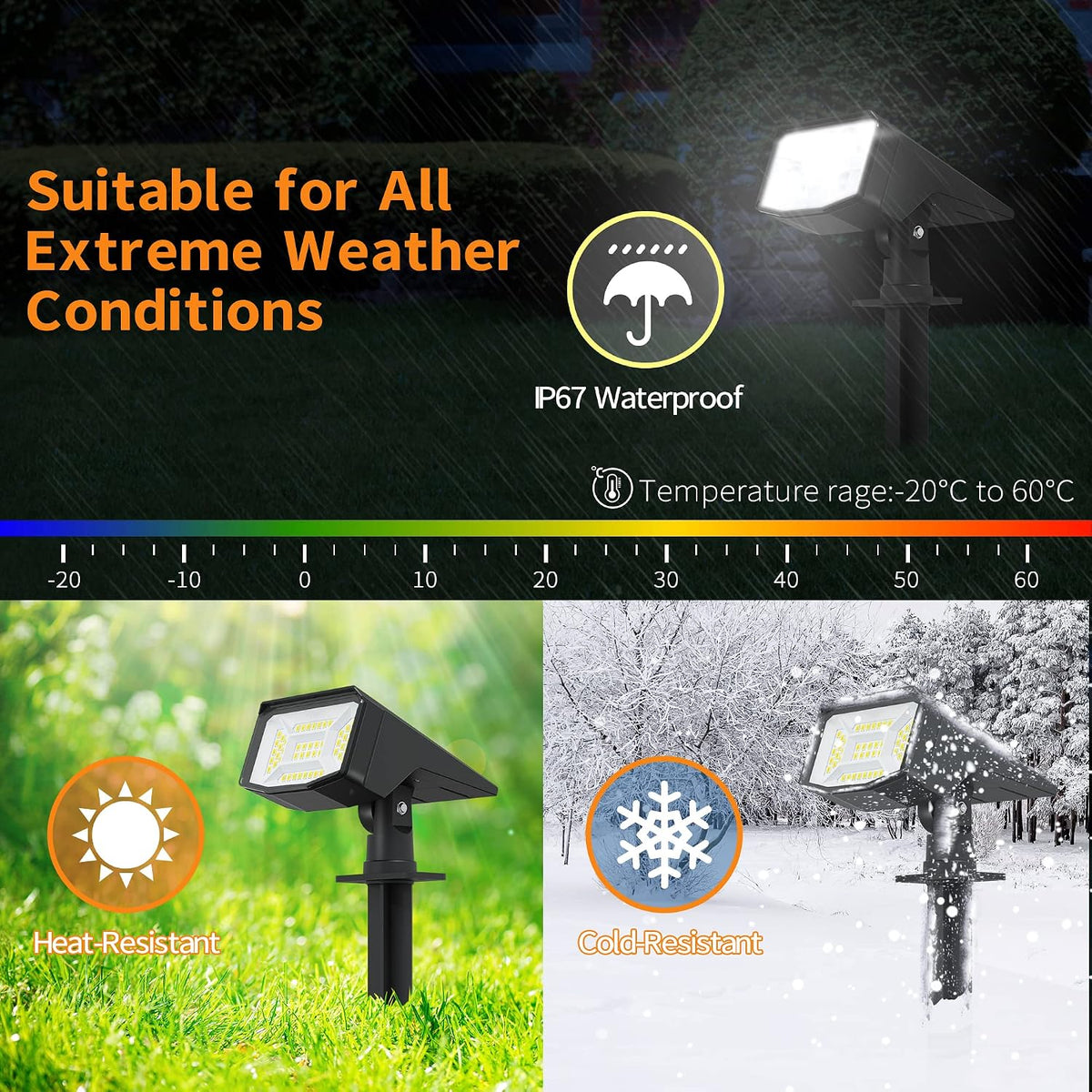 Otdair Solar Spot Lights Outdoor, IP65 50 LED Solar Spotlights Outdoor Waterproof, Solar Landscape Lights, 3 Modes Solar Outdoor Lights for Yard Driveway Porch Walkway, 4 Pack