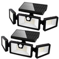Otdair Solar Security Lights, 3 Head Adjustable Motion Sensor Lights 132LED Flood Lights Outdoor Spotlights 360° Rotatable IP65 Waterproof for Garden Patio Yard Porch Garage Pathway