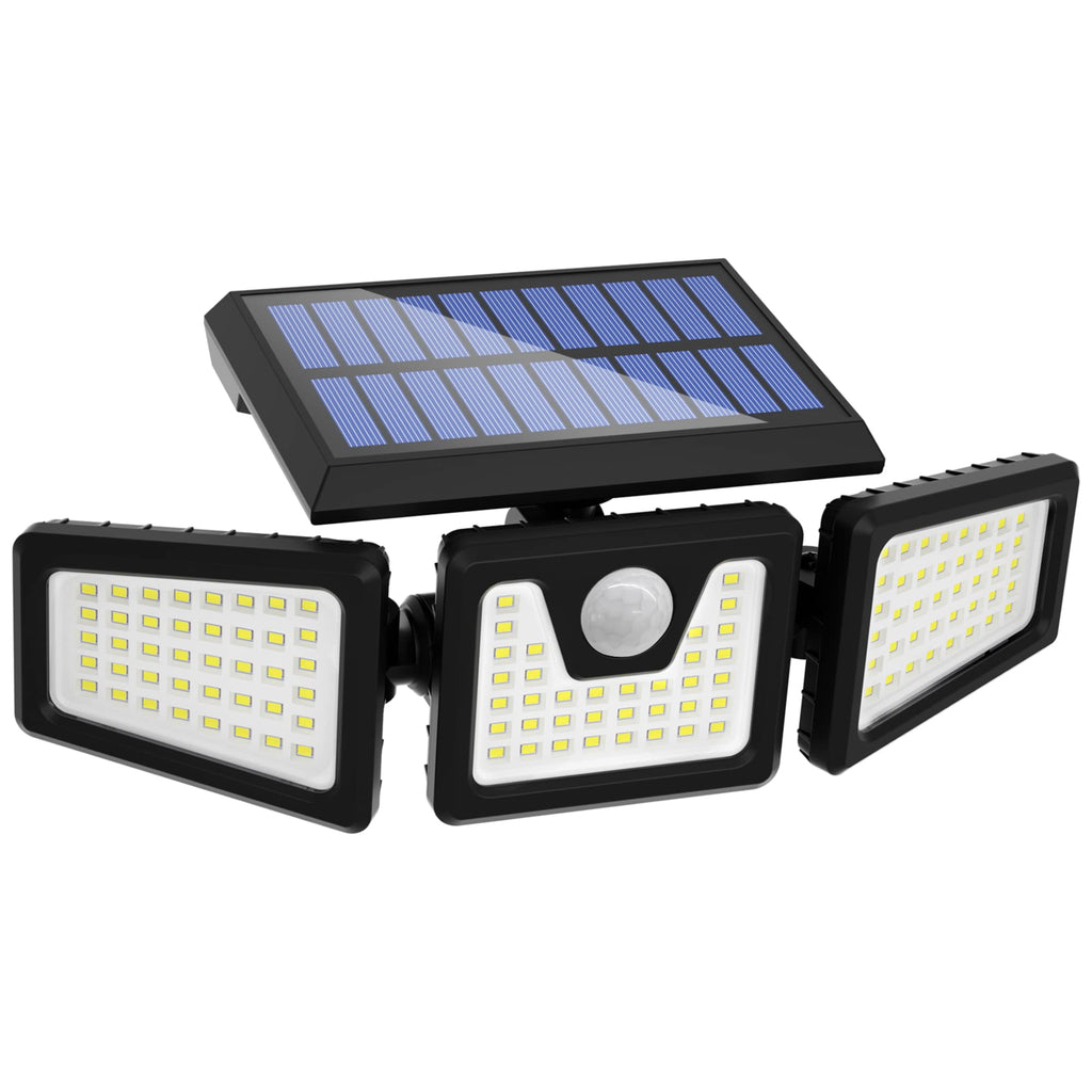 Otdair Solar Security Lights, 3 Head Motion Sensor Lights Adjustable 118LED Flood Lights Outdoor Spotlights 360° Rotatable IP65 Waterproof for Porch Garden Patio Yard Garage Pathway
